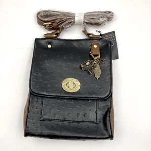 Liz Soto Vegan Ostrich Leather Crossbody with Charms